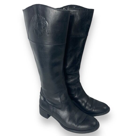 FRANCO SARTO Chipper Black Knee High Side‎ Zip Riding Boots Size 8M SU - Picture 1 of 11